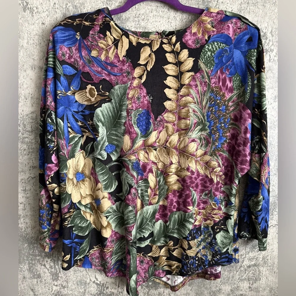 Unique SET Dress with Long Sleeves floral multicolor BLOUSE & SKIRT - Picture 7 of 15